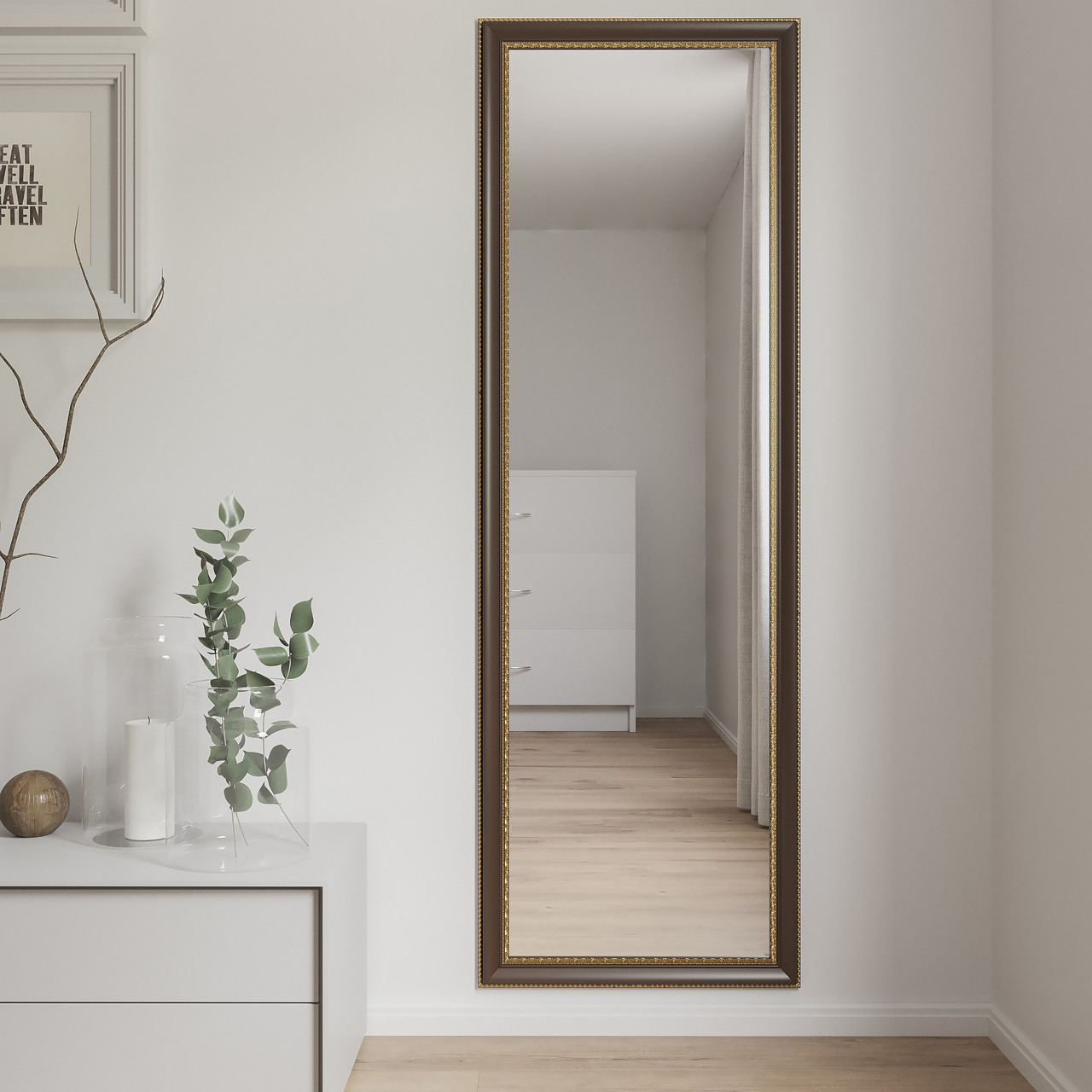 Дзеркало настінне в повний зріст 180х60 Коричневе Black Mirror для масажного кабінету, фото 1