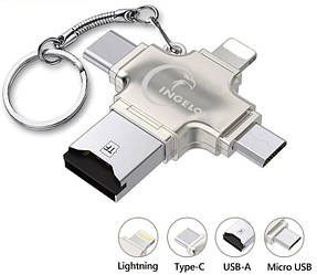 Адаптер Primo Ingelon R010 microSD для iPhone / iPad / Type-C / MicroUSB