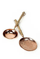 Ополоник, черпак і сито, шумівка мідні CopperGarden 28 см, з дерев'яною ручкою