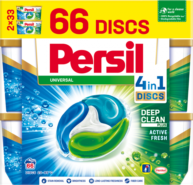 Капсули для прання універсальної білизни Persil Discs-Caps Universal 4 в 1 66 шт