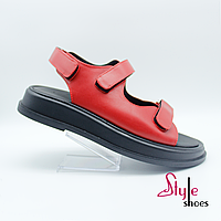 Босоножки красные женские на платформе на липучках Style Shoes