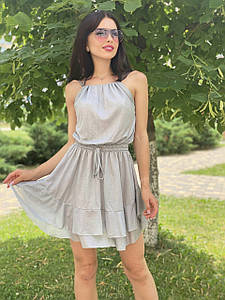 Жіноче плаття шовкове Poliit 8734 сріблястий 38