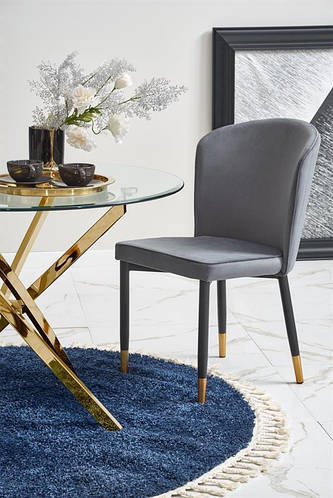 Прозрачный стеклянный обеденный стол RAYMOND на золотых ножках, d/100 ...