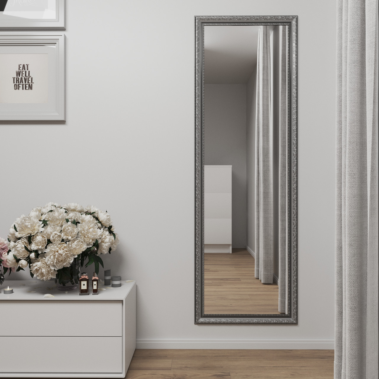 Дзеркало на стіну в повний зріст 180х60 Срібло з патиною Black Mirror в масажний кабінет, фото 1