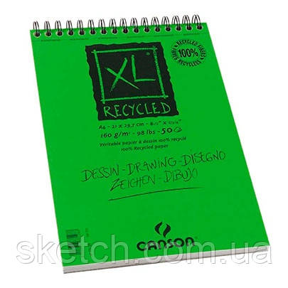 Альбом для ескізів, на спіралі XL Recycled 160 гр., A5, 50 аркушів, фото 1