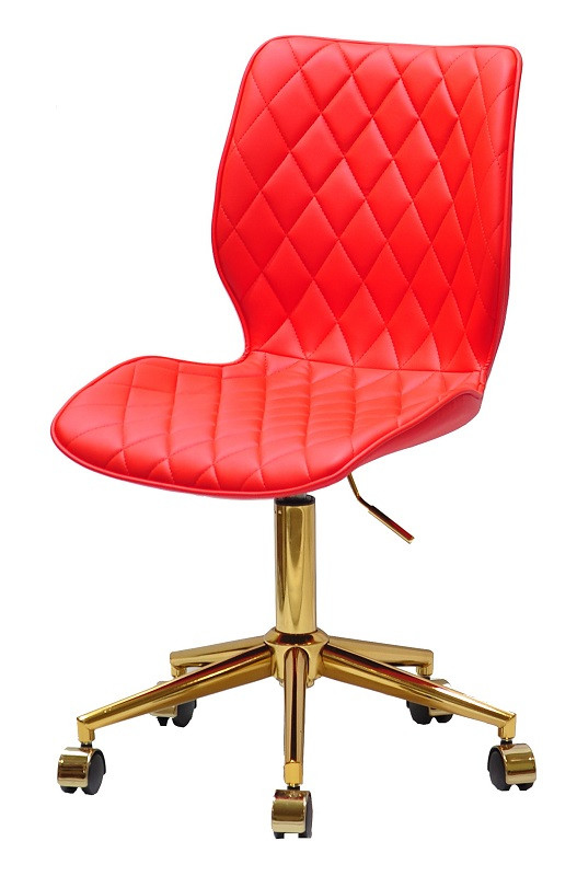 Стілець Toni GD-Modern Office червоний 1007 шкірозамінник, на золотій хромованій хрестовині з коліщатками, фото 1
