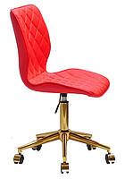 Стілець Toni GD-Modern Office червоний 1007 шкірозамінник, на золотій хромованій хрестовині з коліщатками, фото 3