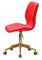 Стілець Toni GD-Modern Office червоний 1007 шкірозамінник, на золотій хромованій хрестовині з коліщатками, фото 2