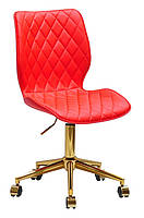 Стілець Toni GD-Modern Office червоний 1007 шкірозамінник, на золотій хромованій хрестовині з коліщатками, фото 4