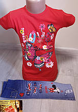 Дитячий костюм для дівчинки Міккі метелики Туреччина туніка+бриджі 5, 6, 7 років