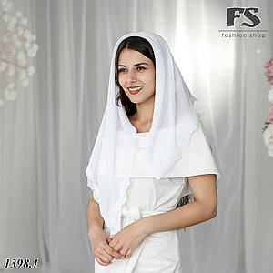 Стильна біла хустина до церкви, на хрестини або для нареченої Меліса