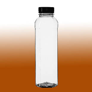 ПЕТ Пляшка Квадратна з закругленими кутами 0.5 л. з кришкою Ø 38 мм.