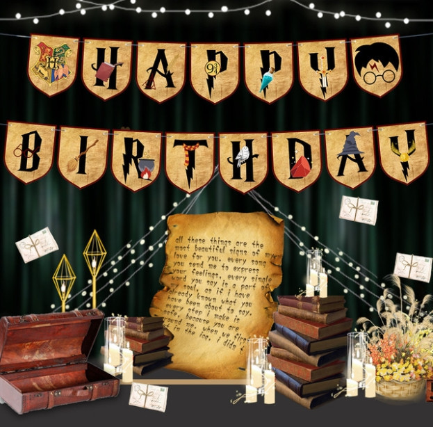 Святкова паперова гірлянда Happy Birthday у стилі Гаррі Поттер, 3 метри