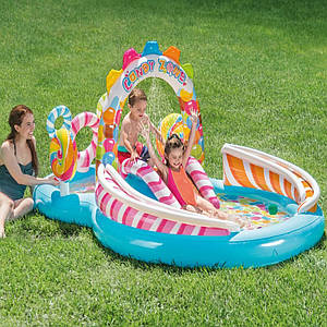 Надувний ігровий водний центр Intex 57149 295х191х130 см Candy Zone з гіркою дитячий карамель з ПВХ