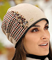 Польская женская шапка-бандана Willi, «Tane» на нежной подкладке из флиса с богатым декором