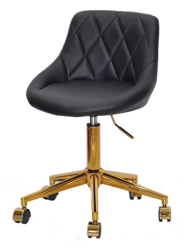 Крісло Foro (Форо) GD-Modern Office чорний шкірозамінник, на золотій хрестовині з колесами, з регулюванням висоти, фото 1