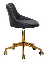 Крісло Foro (Форо) GD-Modern Office чорний шкірозамінник, на золотій хрестовині з колесами, з регулюванням висоти, фото 4