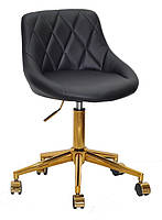 Крісло Foro (Форо) GD-Modern Office чорний шкірозамінник, на золотій хрестовині з колесами, з регулюванням висоти, фото 2