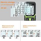 Дальномір електронна лазерна рулетка Huepar LM 50A (50м) з електронним рівнем, фото 4