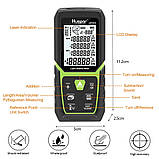 Дальномір електронна лазерна рулетка Huepar LM 50A (50м) з електронним рівнем, фото 3