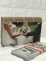 Купюрница шкатулка для денег свадебная пара (ручная работа)