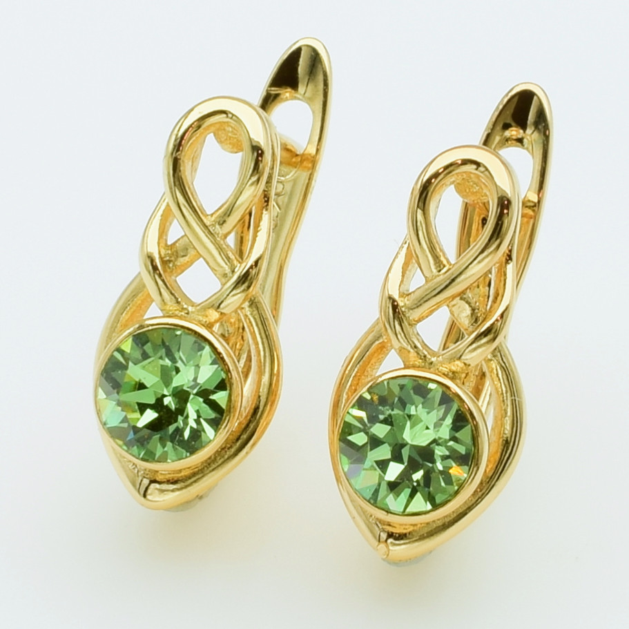 XUPING Сережки Позолота 18к Камені Swarovski, Висота 1.4см, Ширина 0.7см