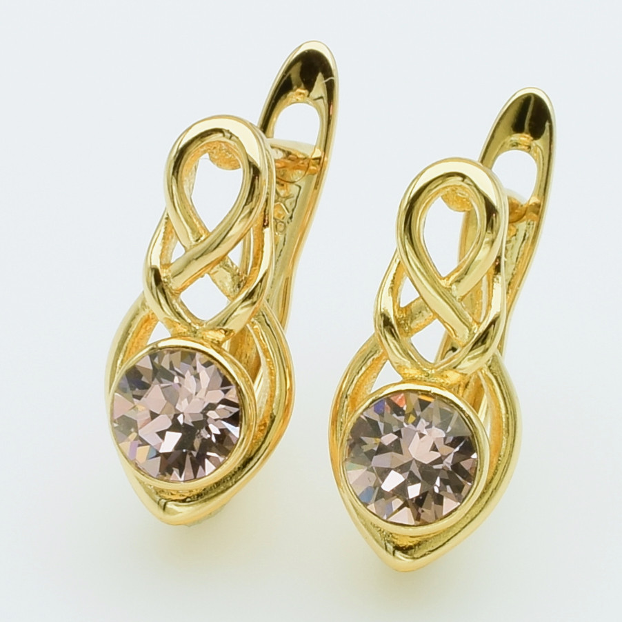 XUPING Сережки Позолота 18к Камені Swarovski, Висота 1.4см, Ширина 0.7см