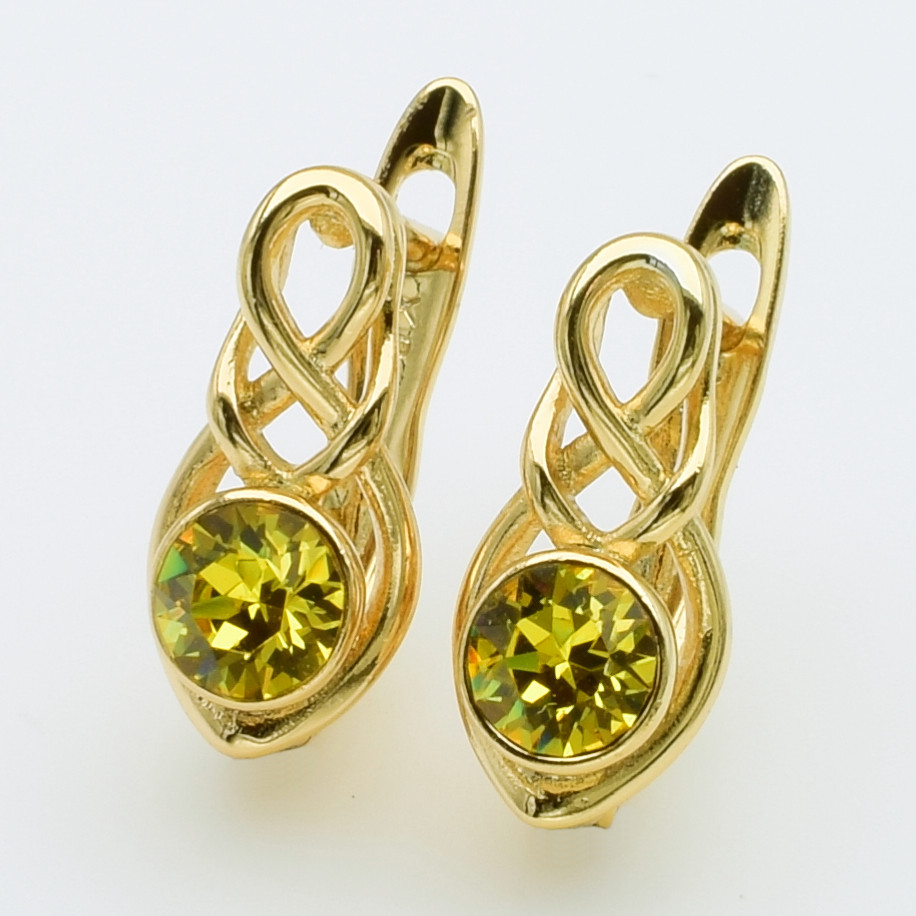 XUPING Сережки Позолота 18к Камені Swarovski, Висота 1.4см, Ширина 0.7см