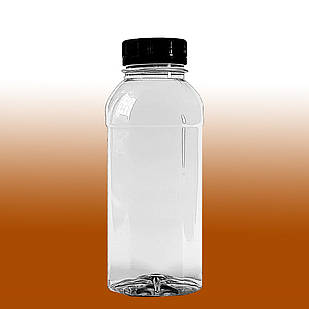 ПЕТ Пляшка Квадратна із закругленими кутами 300 мл. з кришкою Ø 38 мм.