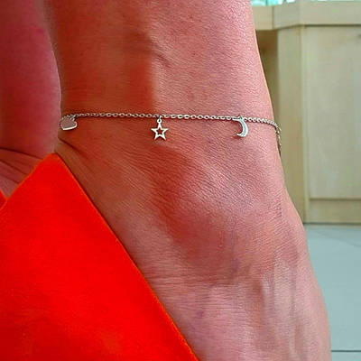 Срібний браслет на ногу з висульками - Браслет на ногу з підвісками срібло