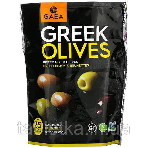 Купить Gaea, греческие оливки, смешанные оливки без косточек, зеленые ...