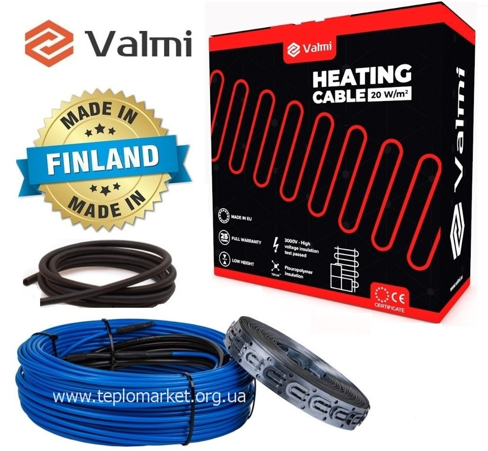 Кабельна тепла підлога Valmi  4м²- 5м² /800 Вт (40м) електричний тонкий нагрівальний кабель під плитку
