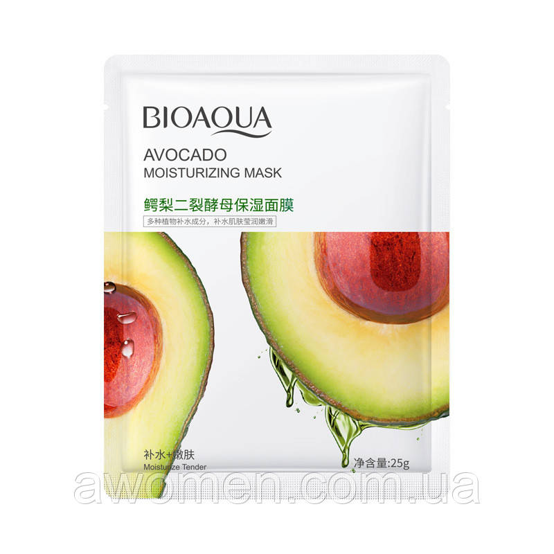 Маска для обличчя Bioaqua Avocado Tender Moisturizing з екстрактом авокадо 25 g
