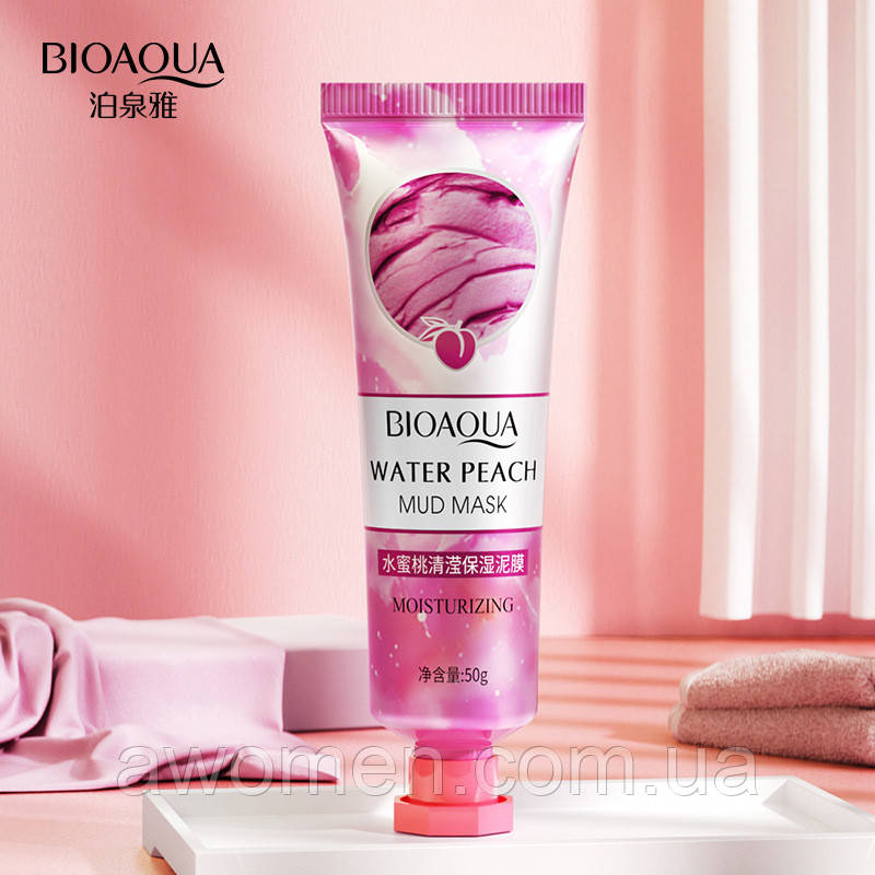 Уцінка! Маска для обличчя Bioaqua Peach Mud з екстрактом персика 50 g (м'ятий тюбик)