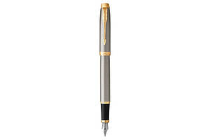 Ручка Parker IM Brushed Metal GT FP F пір'яна, позолочене перо