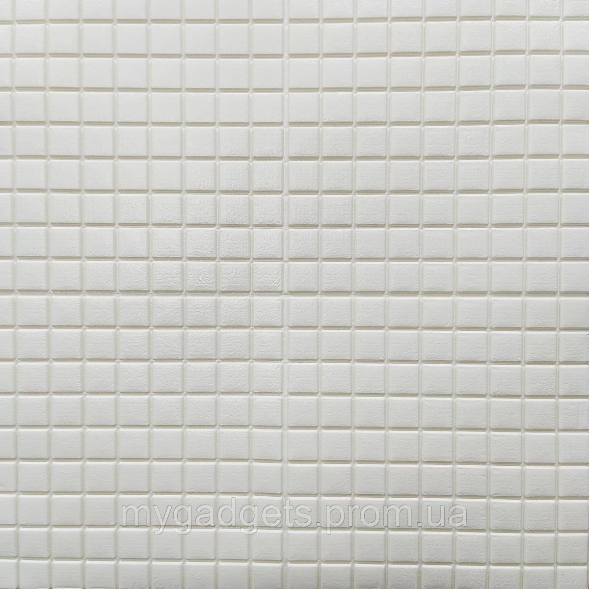Самоклеюча декоративна настінно-стельова 3D біла мозаїка 700x700x5мм (198)