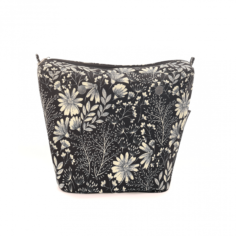 Джинсова підкладка для сумки mini, Квітковий луг чорна, фото 1