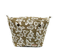 Джинсовая подкладка для сумки mini, Цветы бежевые
