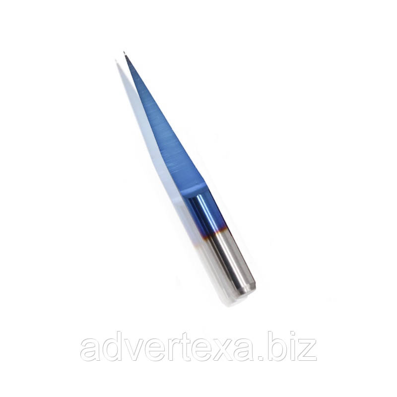 Фреза 0,3м 10 градусів 3.175м з синім покриттям з вольфрамової сталі з загальною довжиною 30м для гравіювання