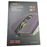 Ігрова мишка REAL-EL RM-550, Gaming USB, 5key, 2400dpi, black, підсвітка