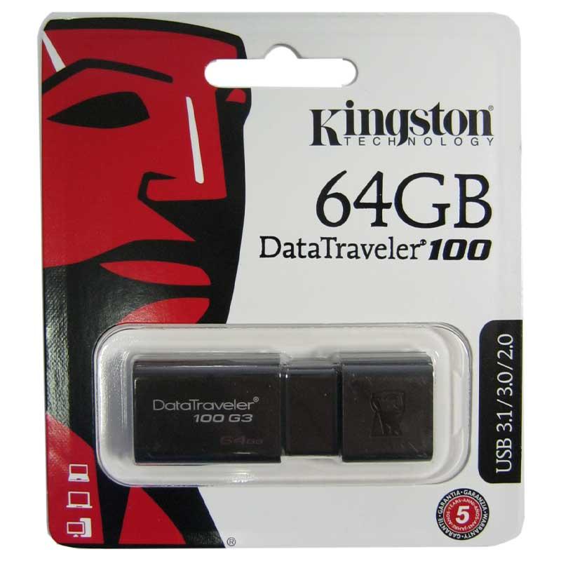 Флешка 64Gb Kingston DT100 G3 Black, USB3.1 - фото 1 - id-p1394023285