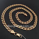 Срібний ланцюжок позолота 585 проби. Цепочка срібло бісмарк з напиленням золота. 65 см, фото 5