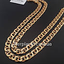 Срібний ланцюжок позолота 585 проби. Цепочка срібло бісмарк з напиленням золота. 60 см, фото 7