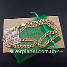 Срібний ланцюжок позолота 585 проби. Цепочка срібло бісмарк з напиленням золота. 65 см, фото 4