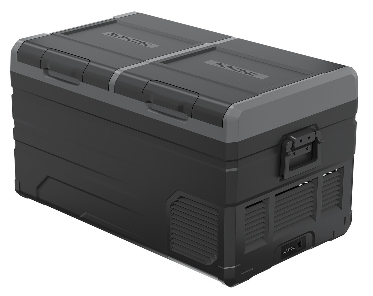 Компресорний автохолодильник Alpicool TW75. Двокамерний. Охолодження до -20 °C. Живлення — 12, 24, 220 вольтів.