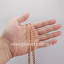 Срібний ланцюжок позолота 585 проби. Цепочка срібло бісмарк з напиленням золота. 65 см, фото 3