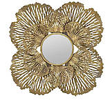 Настінний декор Квітка з дзеркалом з металу в золоті, фото 3