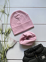 Трикотажные детские демисезонные двойные наборы шапочка и снуд для девочки и мальчика.