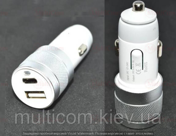 04-01-004. АЗП 1-2,1A (гніздо USB + гніздо USB type C), корпус пластик-метал