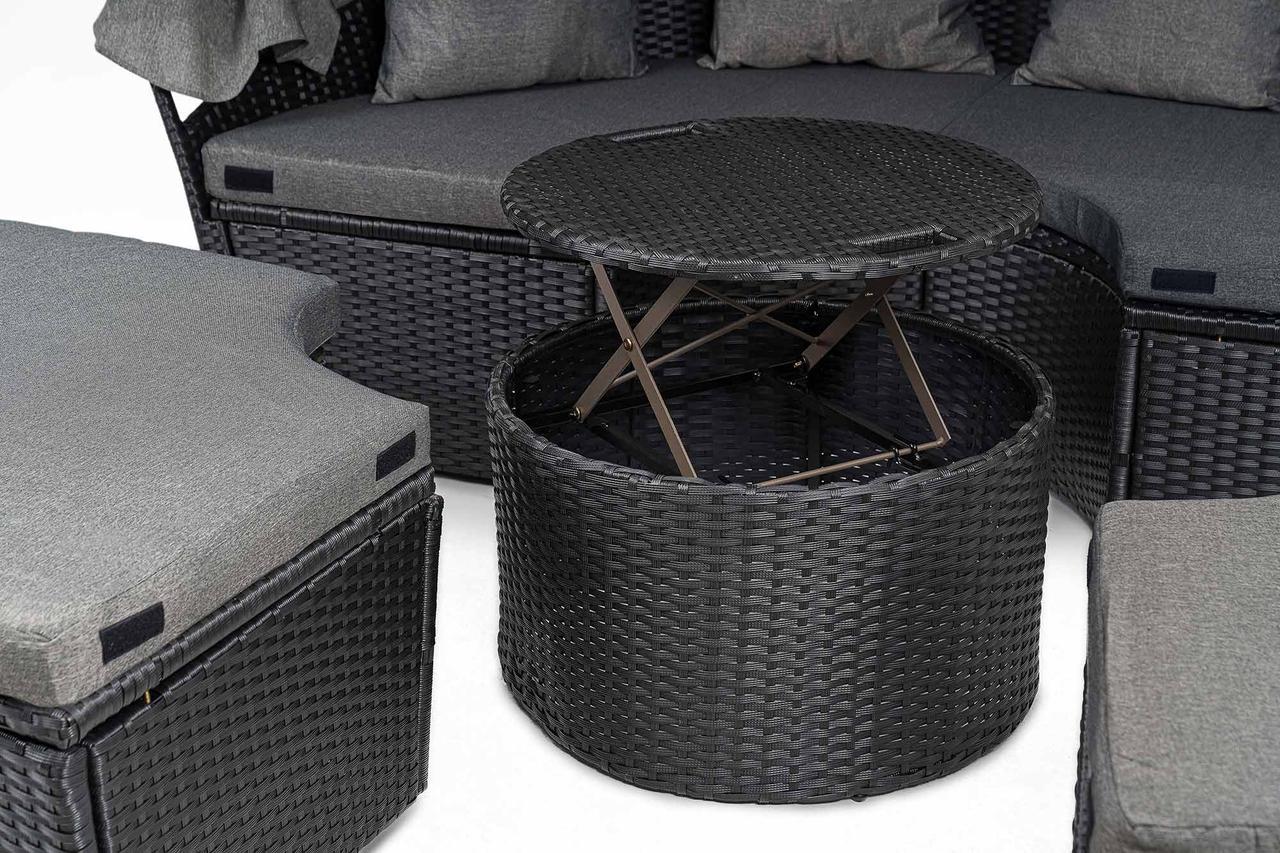 Комплект садовой мебели из ротанга DiVolio MILANO черный с серым - фото 5 - id-p1446043128